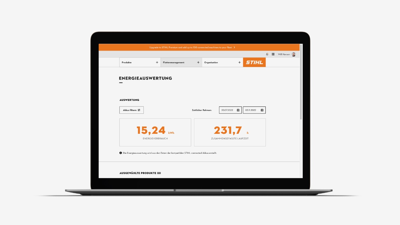 STIHL connected -portaalin energia-arviointi