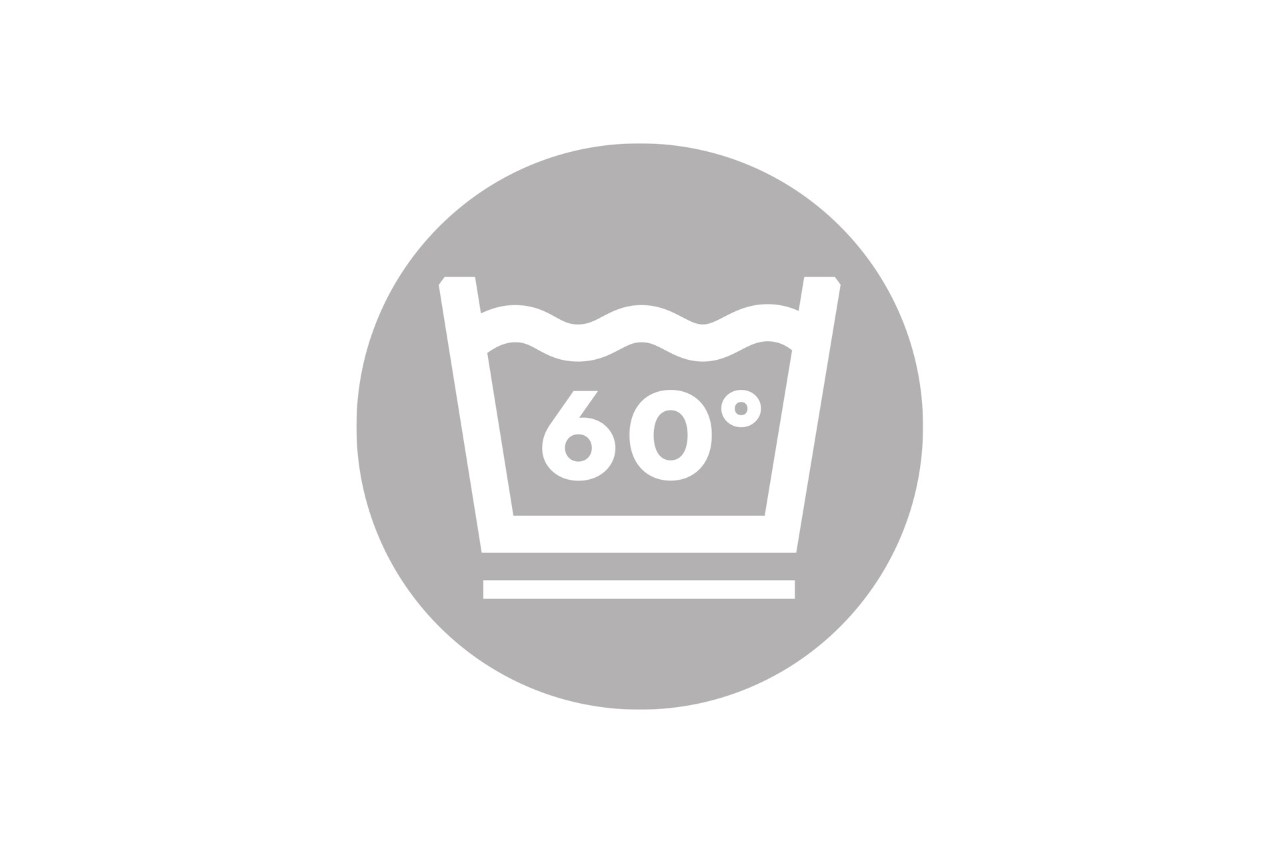 Kuvake, jossa näkyy 60 asteen pesuohje